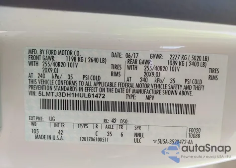 2017 Lincoln Mkc Reserve из США, поврежденный, VIN 5LMTJ3DH1HUL61472